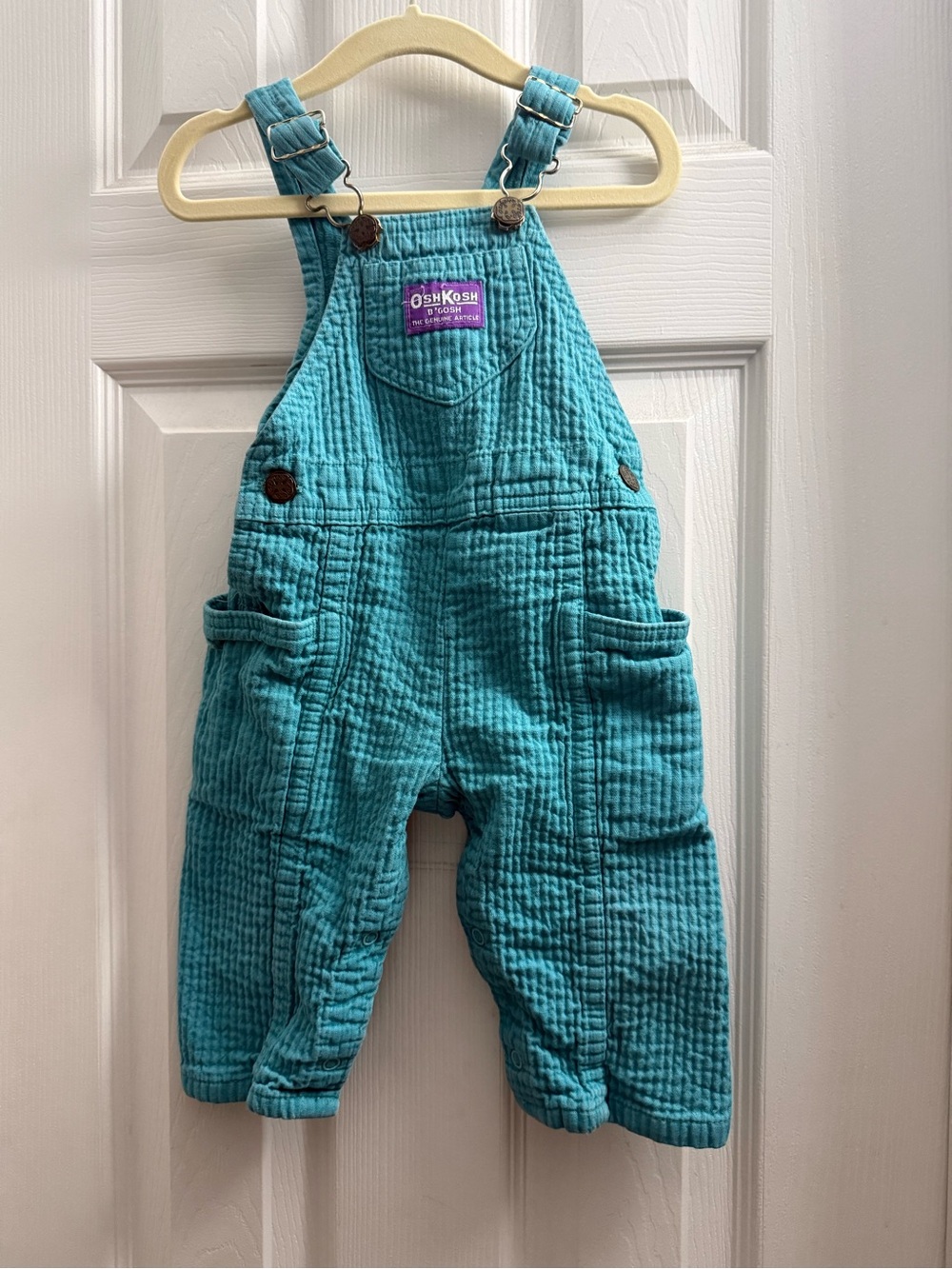 Vintage OshKosh Teal Quilted Overalls for Kids